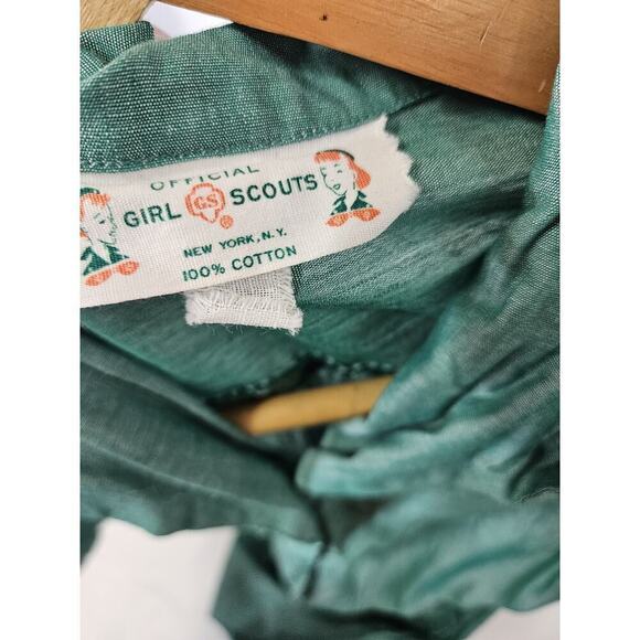 Vtg Official Girl Scout Uniform Green Short Sleeve Tie Belt USA 1960s - Picture 3 of 5